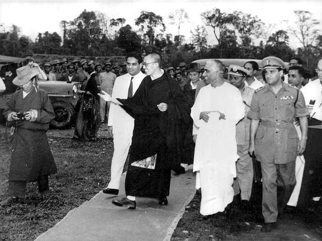 Dalai Lama in India in 1959 with PN Menon